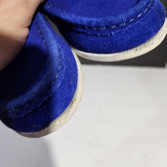 Janie & Jack Electric Blue Leather Mocasin Slip On Kids Shoes Size 13 - Picture 7 of 8